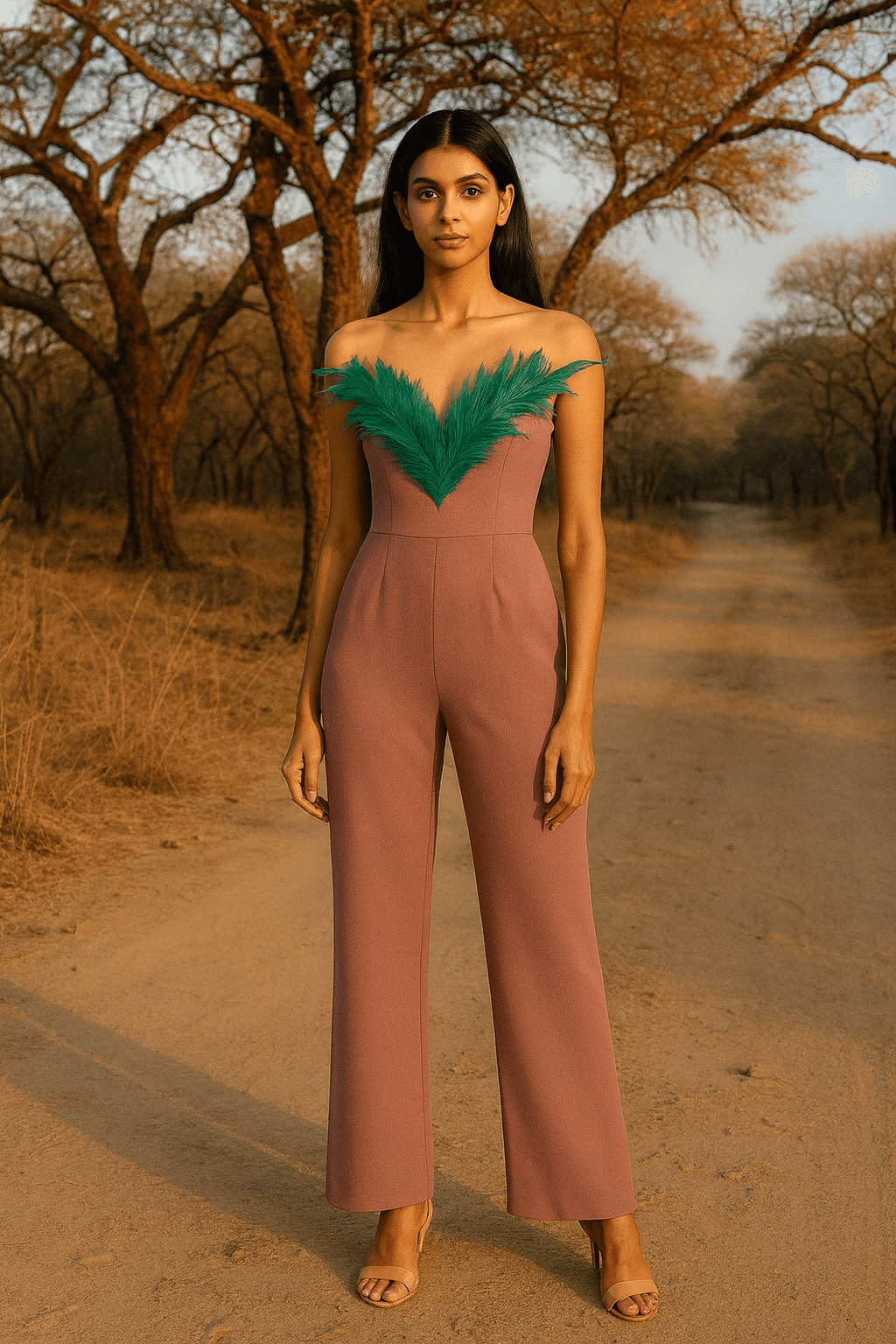 “Aarvi Plume” - “Whispers of feathers, hues of dusk — elegance that moves with you.” - The Madhu“Aarvi Plume” - “Whispers of feathers, hues of dusk — elegance that moves with you.”