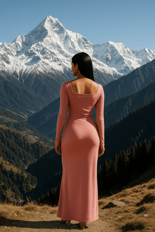 Blush Mist Bodycon Dress for Women | Elegant Cotton Lycra Fit by TheMadhuStore - The MadhuBlush Mist Bodycon Dress for Women | Elegant Cotton Lycra Fit by TheMadhuStore