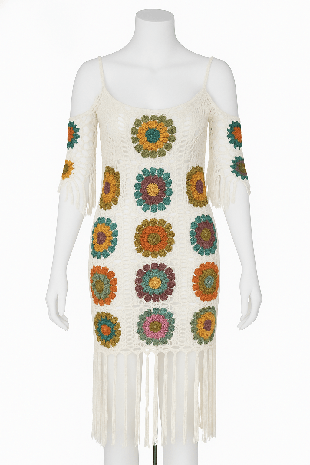 “Boho Bloom Knit Cover - Up” - A handcrafted crochet masterpiece that blends vintage charm with carefree coastal style. - The Madhu“Boho Bloom Knit Cover - Up” - A handcrafted crochet masterpiece that blends vintage charm with carefree coastal style.