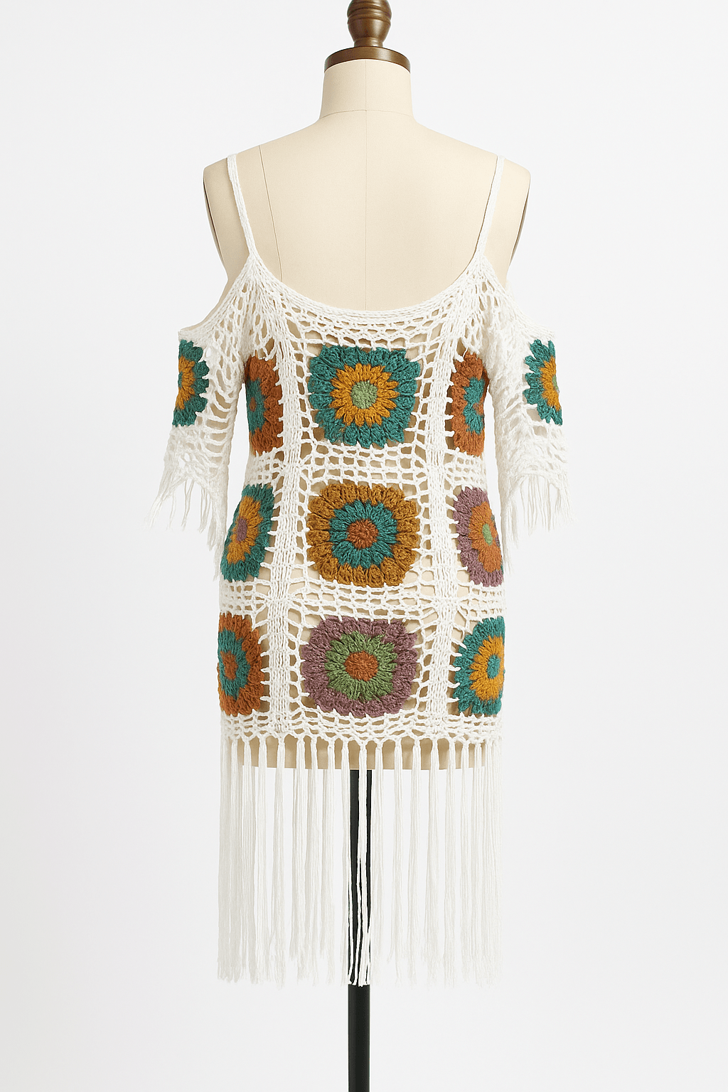 “Boho Bloom Knit Cover - Up” - A handcrafted crochet masterpiece that blends vintage charm with carefree coastal style. - The Madhu“Boho Bloom Knit Cover - Up” - A handcrafted crochet masterpiece that blends vintage charm with carefree coastal style.