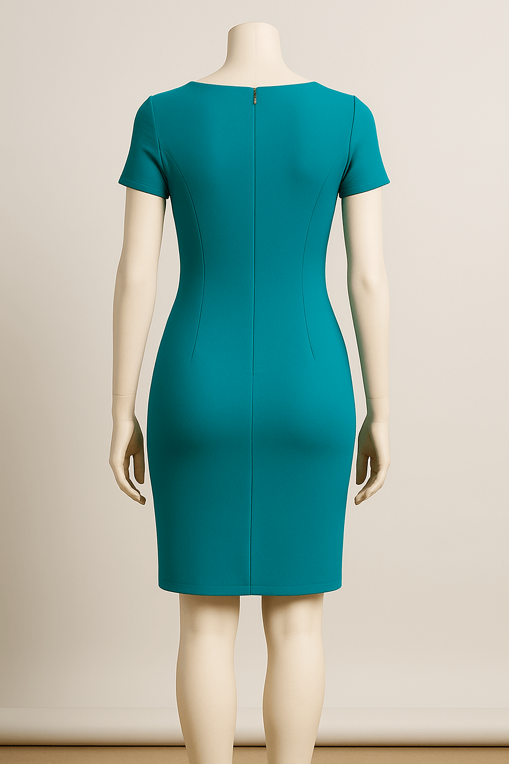 Elegant Turquoise Stretch Sheath Dress for Office & Casual Wear - The MadhuElegant Turquoise Stretch Sheath Dress for Office & Casual Wear