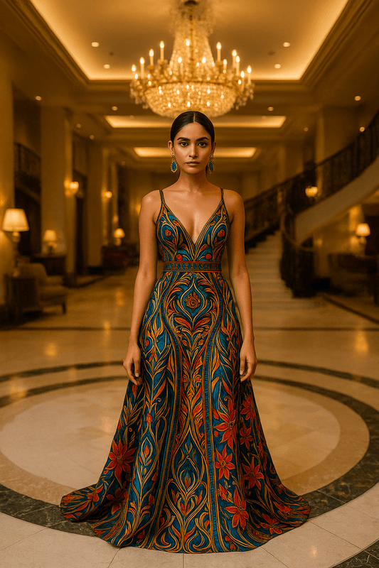 "Ethereal Mirage" - where calm meets couture ✨ flow in art, color & confidence.” - The Madhu"Ethereal Mirage" - where calm meets couture ✨ flow in art, color & confidence.”