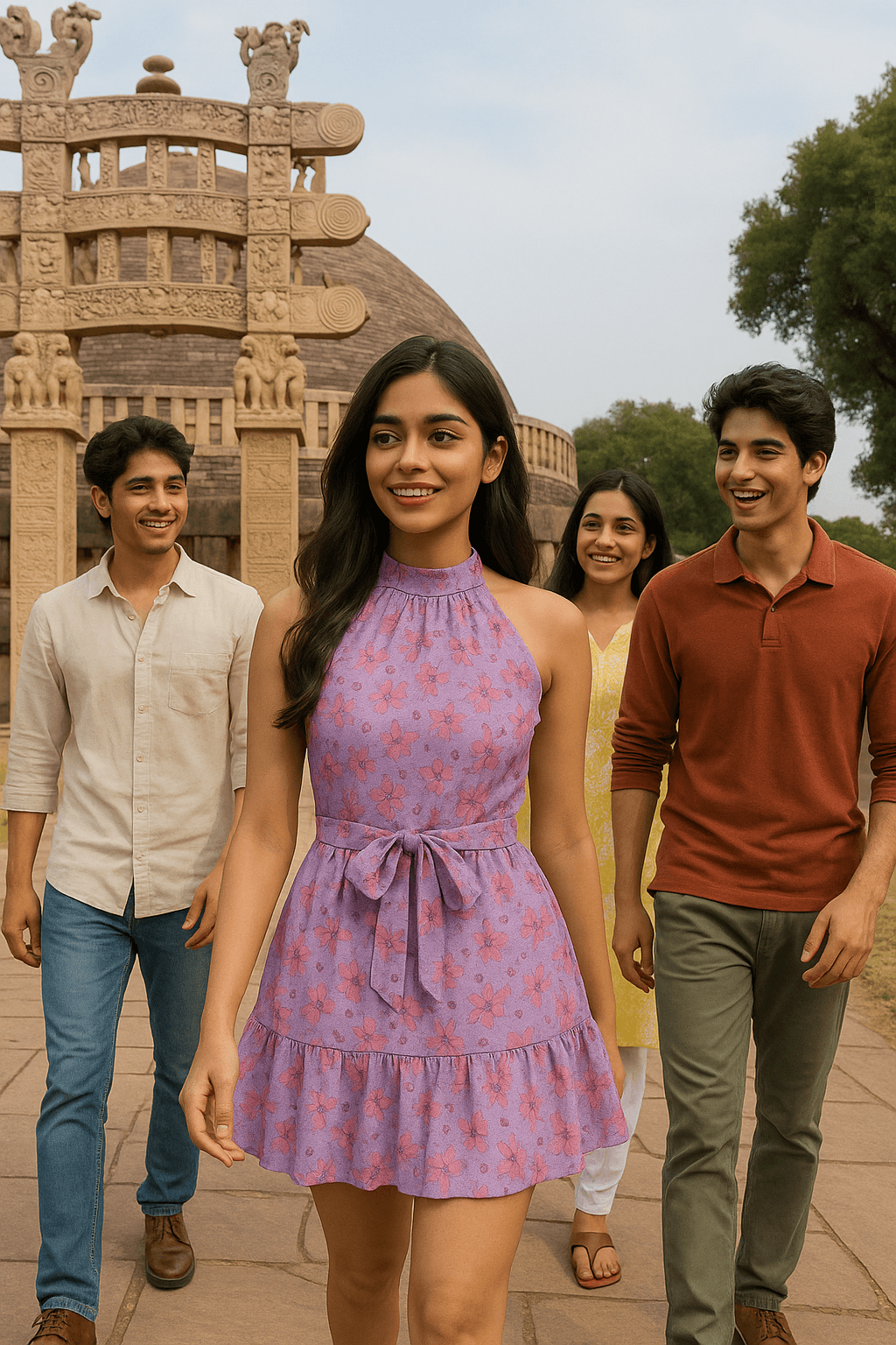 “GenZ Lilac Floral Halter Dress for Women – Cute & Bold Summer Style” - The Madhu“GenZ Lilac Floral Halter Dress for Women – Cute & Bold Summer Style”