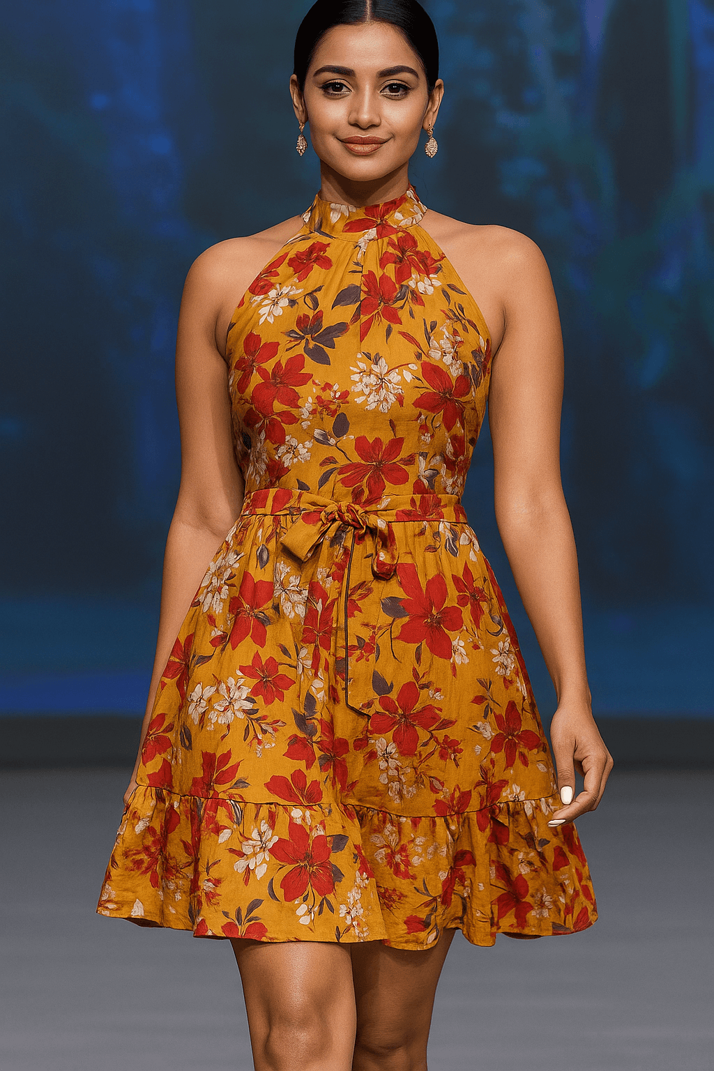 “GenZ Lilac Floral Halter Dress for Women – Cute & Bold Summer Style” - The Madhu“GenZ Lilac Floral Halter Dress for Women – Cute & Bold Summer Style”