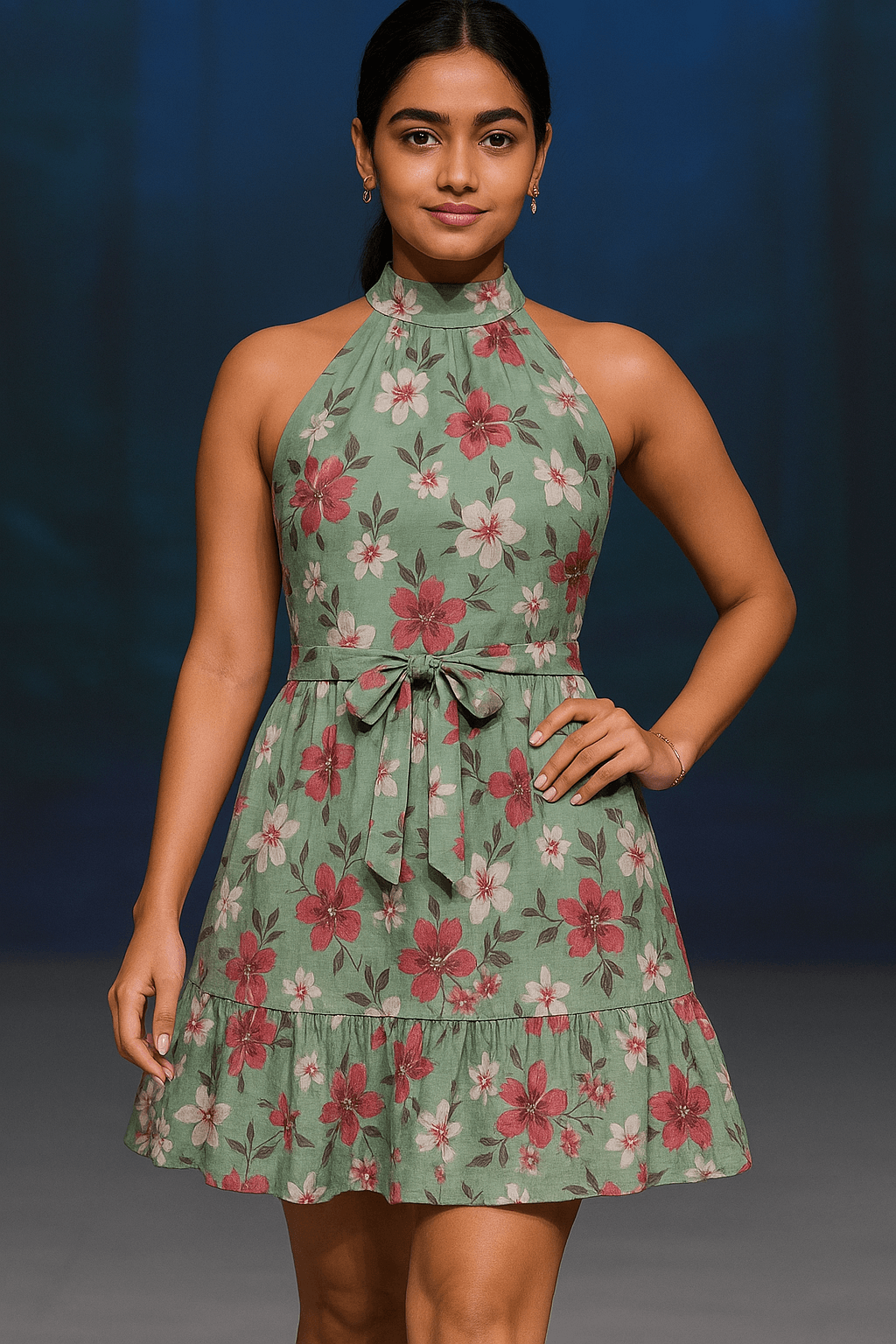 “GenZ Lilac Floral Halter Dress for Women – Cute & Bold Summer Style” - The Madhu“GenZ Lilac Floral Halter Dress for Women – Cute & Bold Summer Style”