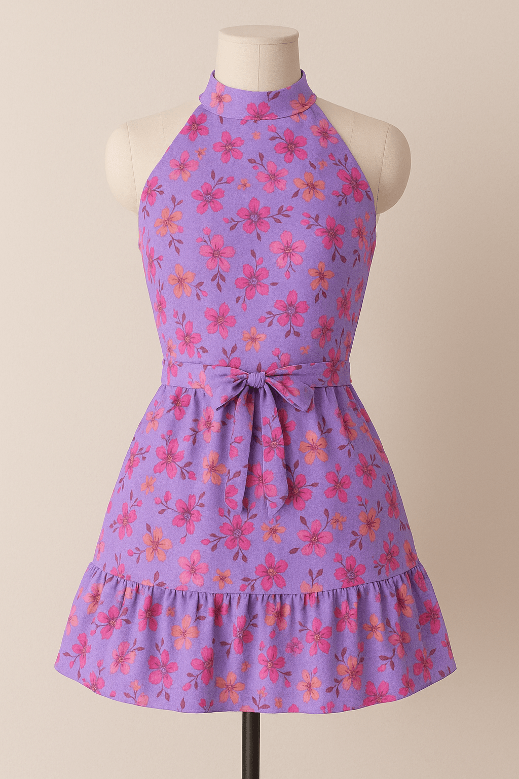 “GenZ Lilac Floral Halter Dress for Women – Cute & Bold Summer Style” - The Madhu“GenZ Lilac Floral Halter Dress for Women – Cute & Bold Summer Style”