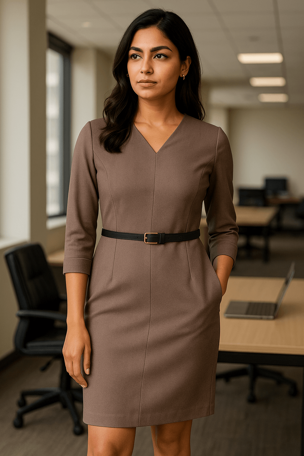 The Urban Grace Dress — Chic simplicity with an edge of power - The MadhuThe Urban Grace Dress — Chic simplicity with an edge of power