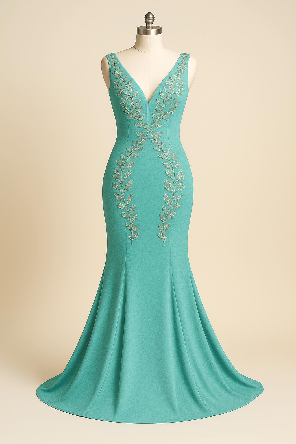 “Turquoise Bloom Satin Georgette Embroidered Gown” - evokes elegance and freshness - The Madhu“Turquoise Bloom Satin Georgette Embroidered Gown” - evokes elegance and freshness