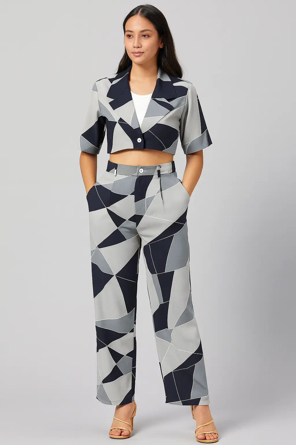 Luxe Patterned Co-ord-"Geometry never looked this stylish." The Madhu Store