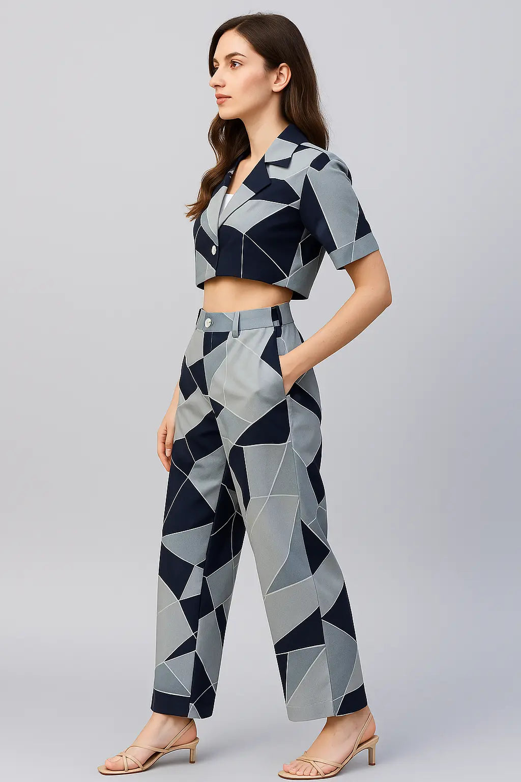 Luxe Patterned Co-ord-"Geometry never looked this stylish." The Madhu Store