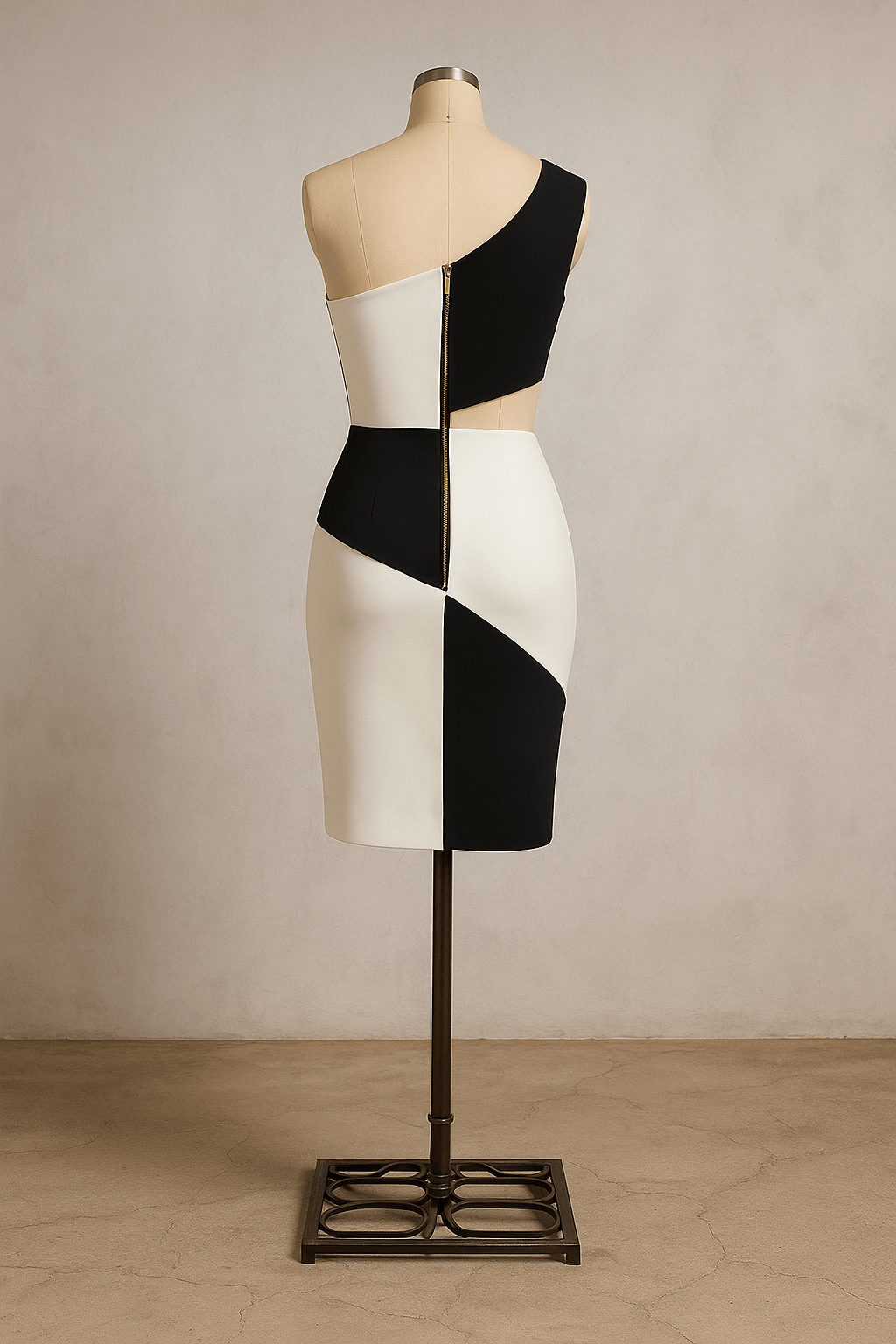 Zen Z Wild Edge Cut - Out Dress - a striking geometric designer piece crafted for high - fashion evenings. - The MadhuZen Z Wild Edge Cut - Out Dress - a striking geometric designer piece crafted for high - fashion evenings.